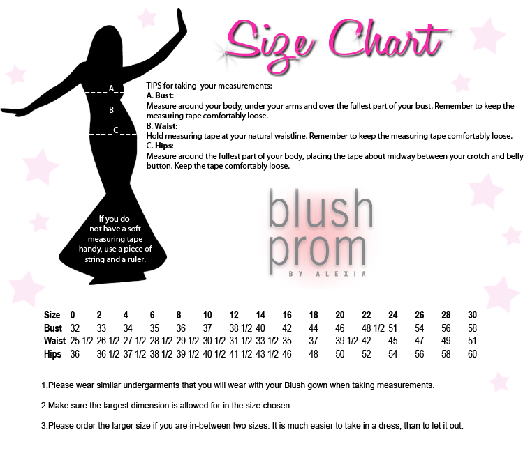 Black by Blush Size Chart
