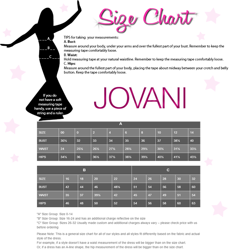 Jovani Prom Dress Size Chart