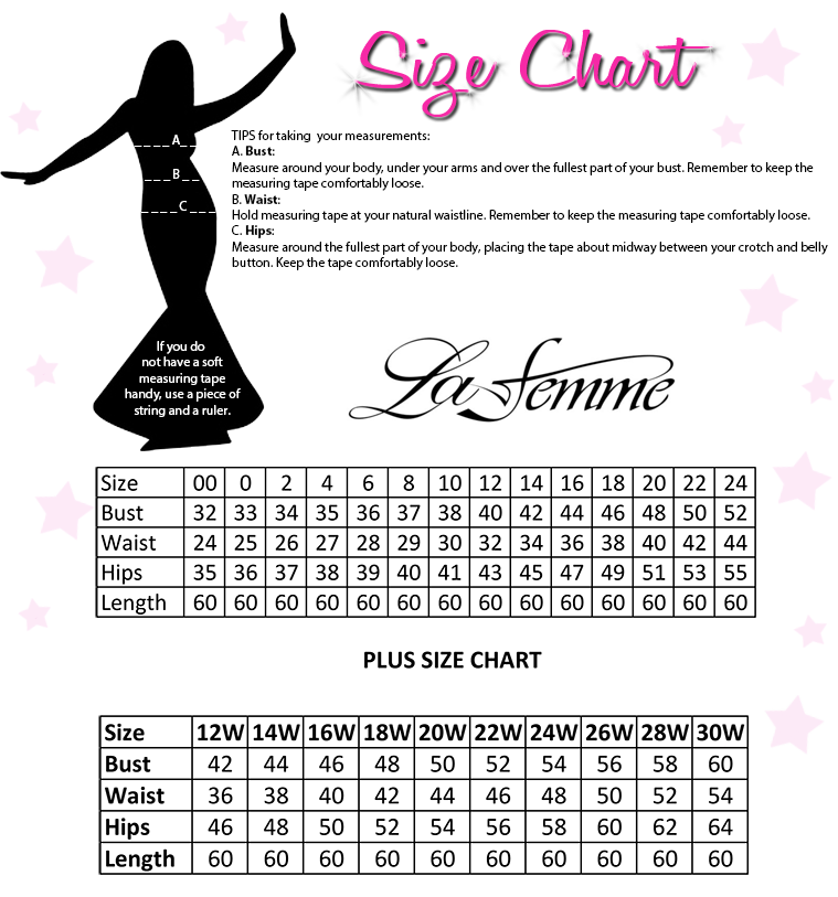 La Femme Prom Dress Size Chart