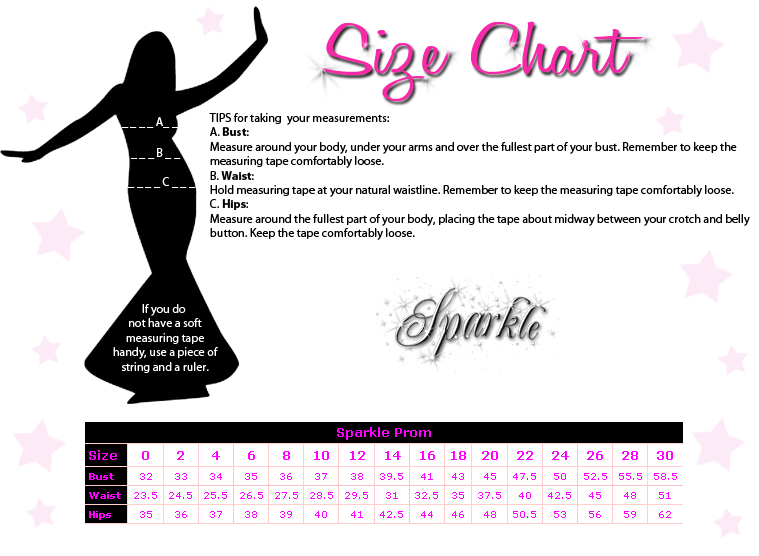 Sparkle Prom Size Chart