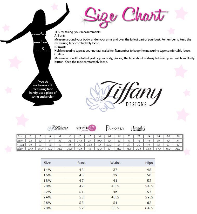 Tiffany Designs Size Chart