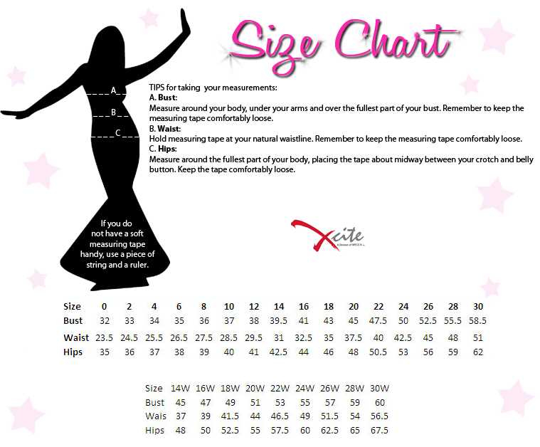 Xcite Size Chart