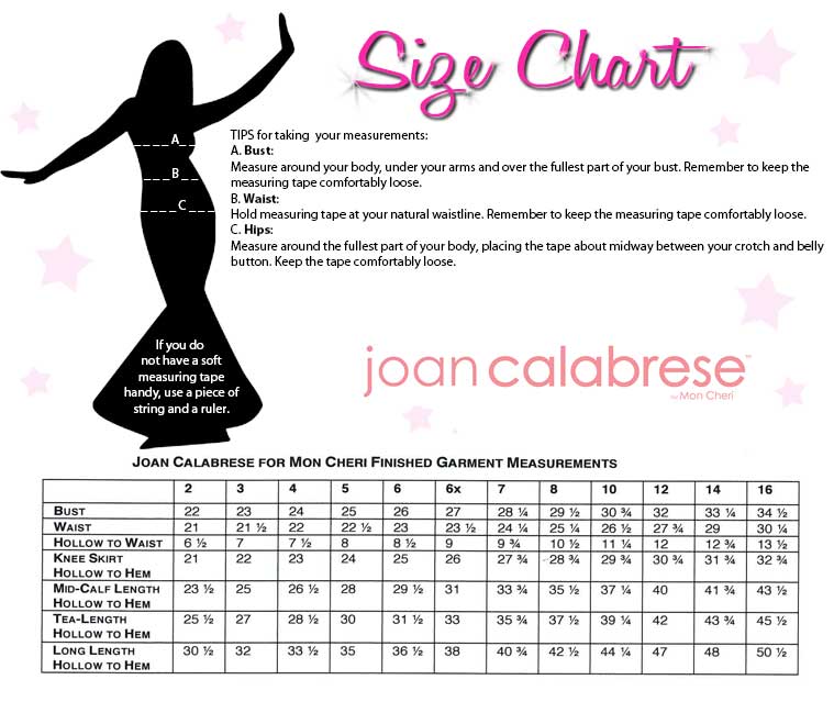 Joan Calabrese Flower Girl Size Chart
