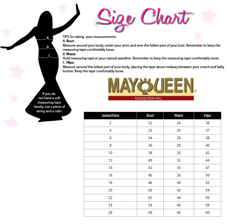 May Queen Dress Size Chart